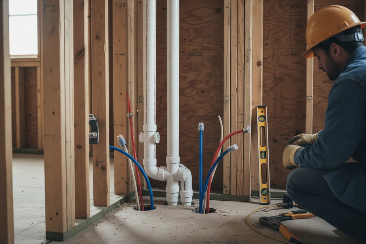 Drain and supply rough-in during Leak Detection in Latta