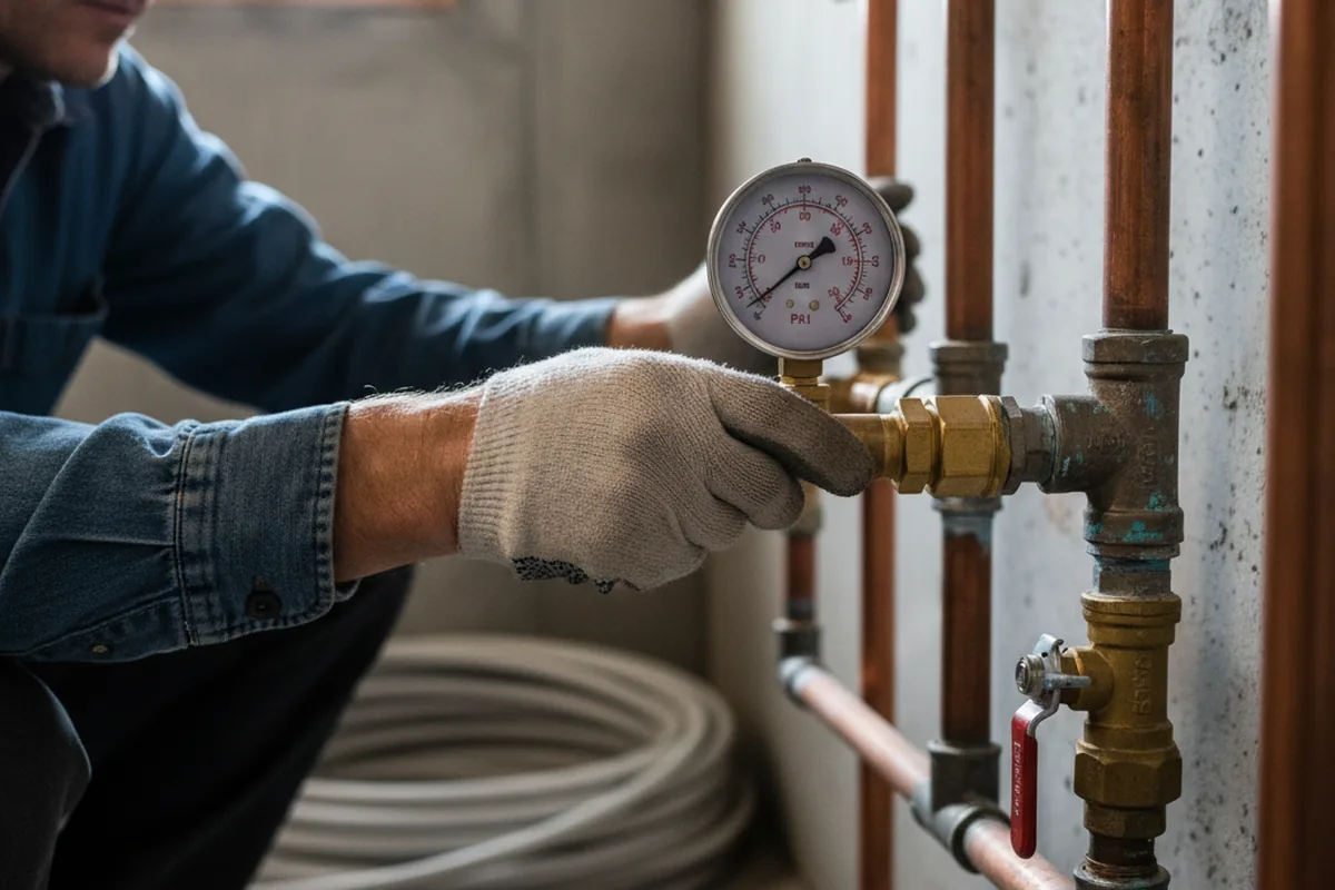 Pressure testing a repaired line during Water Line Repair in Latta